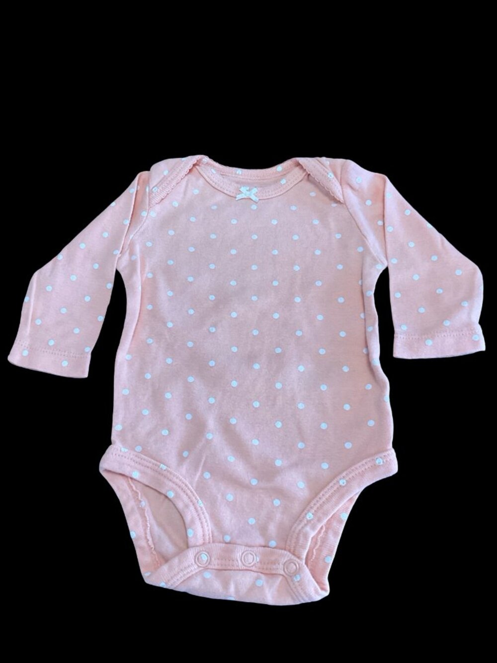 👣 10/$25 - Peach/White Polka Dot Print Long Sleeve Onesie